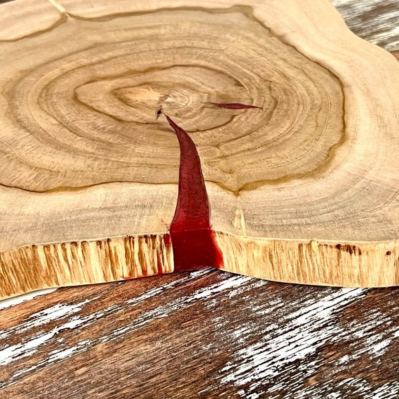 Tree Ring Epoxy Resin Wooden Cutting Board Charcuterie Board with Serving Dish - Picture 6 of 7